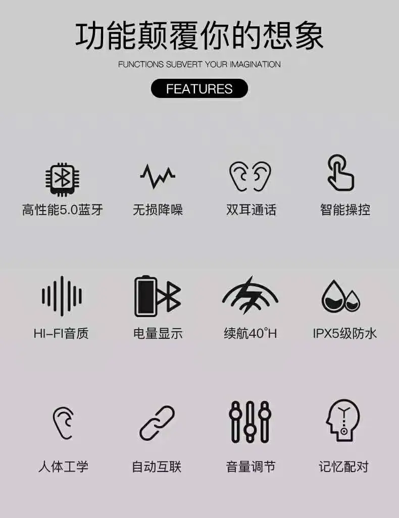 V9 V5.0 Touch with Popup Window True Headphones Wireless Stereo Earbuds Wireless Earphone wireless charging V9 earphone - ANKUX.COM