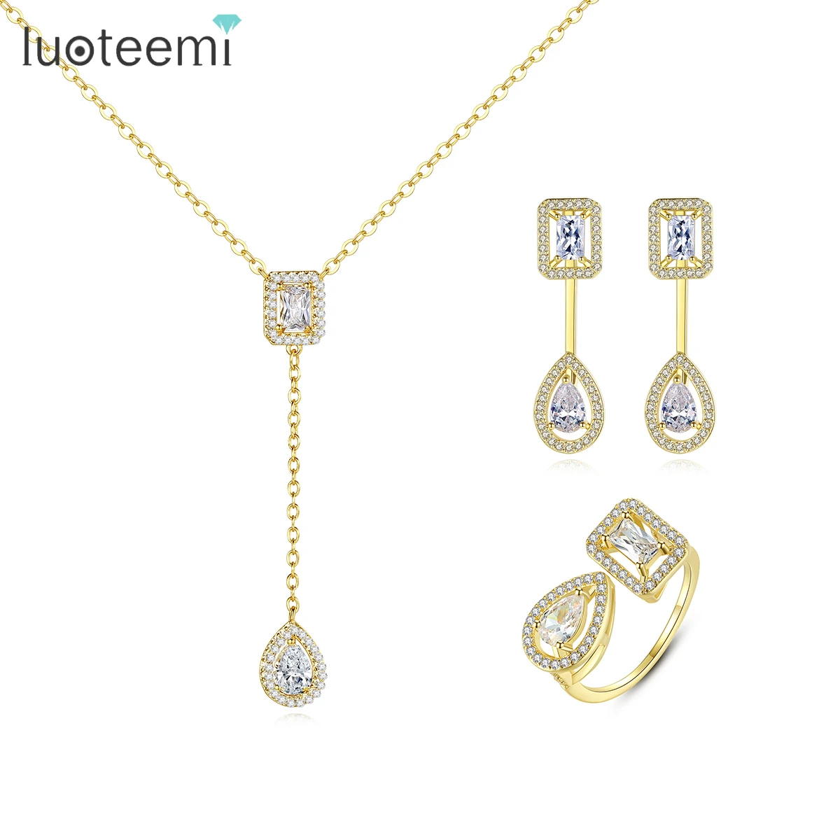 LUOTEEMI Hot Sale Cubic Zirconia Women Jewelry Sets Geometric Shape Classic Set Wholesale Jewelry Factory 
LUOTEEMI Hot Sale Cubic Zirconia Women Jewelry Sets Geometric Shape Classic Set Wholesale Jewelry Factory