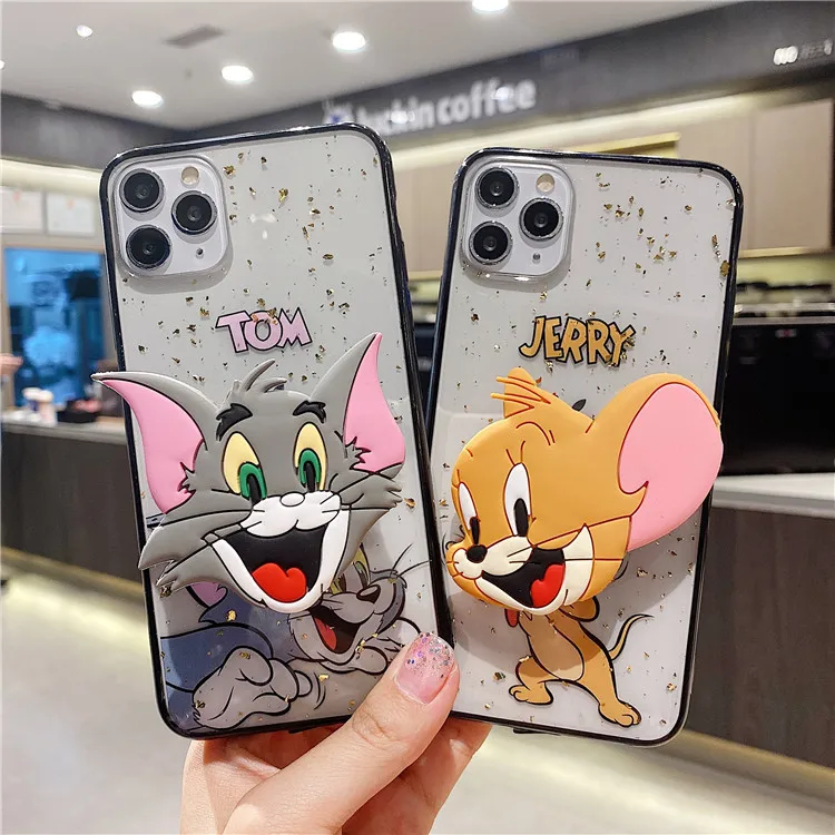 For iPhone 11 Pro Max 11 Xs 8 Cute Clear Glitter Foil Cat Jerry Mouse Doll Grip Stand Case, Colorful
For iPhone 11 Pro Max 11 Xs 8 Cute Clear Glitter Foil Cat Jerry Mouse Doll Grip Stand Case, Colorful