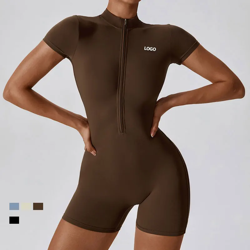Half Zip Short Sleeve Yoga Jumpsuit Women Butt Lifting Shorts Bodysuits Fit Wear Exercise One Piece Gym Jumpsuits
Half Zip Short Sleeve Yoga Jumpsuit Women Butt Lifting Shorts Bodysuits Fit Wear Exercise One Piece Gym Jumpsuits