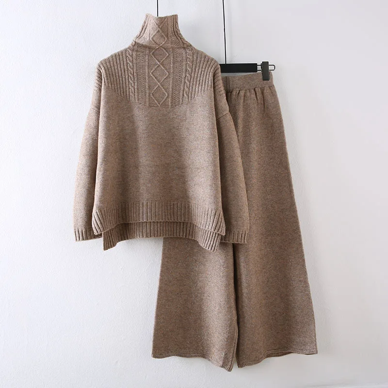 2021 new arrivals fashion Autumn and Winter Korean Style Turtleneck Split Sweater Loose Wide Leg Pants Two-Piece Set, 3 colors
2021 new arrivals fashion Autumn and Winter Korean Style Turtleneck Split Sweater Loose Wide Leg Pants Two-Piece Set, 3 colors