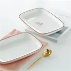 Personalized design cheap price wholesale custom logo rectangle restaurant used ceramic plate for home decor