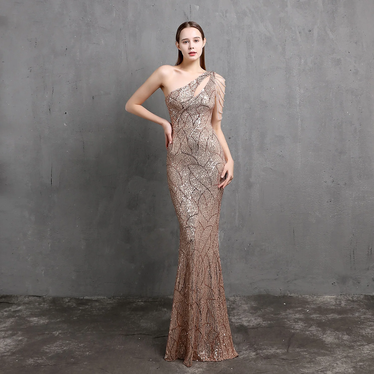 Hot Sale One Shoulder Sleeveless Sparkle Fabric Navy Champagne Black Mermaid Evening Dresses for Women, As picture
Hot Sale One Shoulder Sleeveless Sparkle Fabric Navy Champagne Black Mermaid Evening Dresses for Women, As picture