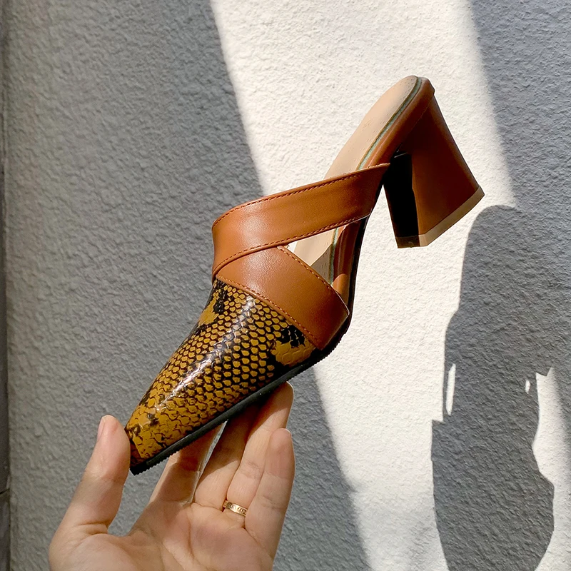 New Sexy Women Stylish Snakeskin Pointed Toe Casual Half Mules High Heels Girls Slippers Shoes
New Sexy Women Stylish Snakeskin Pointed Toe Casual Half Mules High Heels Girls Slippers Shoes