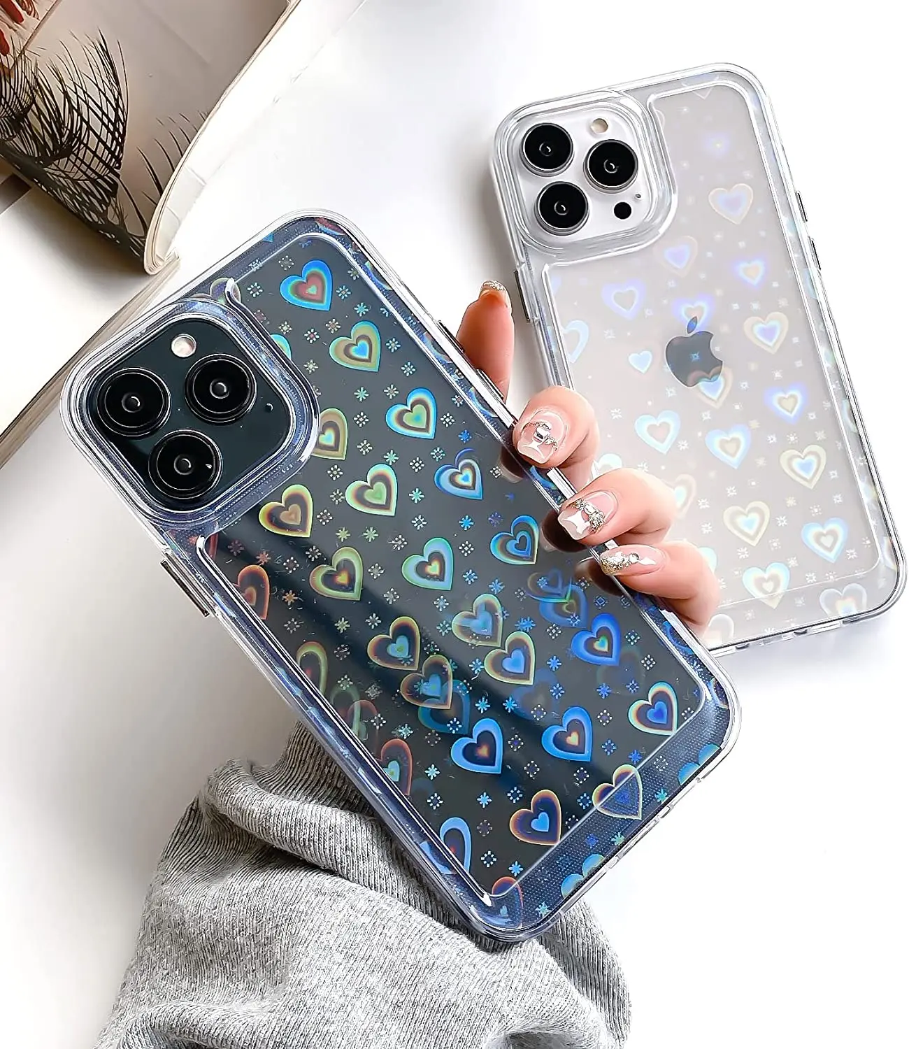 Holographic Heart Cute Case Glossy Bumper Clear Heart Phone Case Compatible for iphone 12 13 pro max phone case
Holographic Heart Cute Case Glossy Bumper Clear Heart Phone Case Compatible for iphone 12 13 pro max phone case
