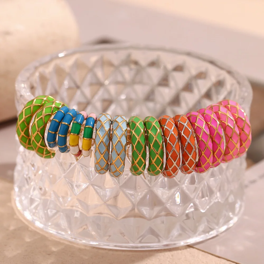 Spring 2024 Fashion Enamel Hoop Earrings Jewelry Set Gold Plated Earrings Stainless Steel Jewelry
Spring 2024 Fashion Enamel Hoop Earrings Jewelry Set Gold Plated Earrings Stainless Steel Jewelry