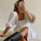 Summer Princess Design Puff Sleeve Back Open Womens Wholesale Clothing Vintage White Dresses 2020