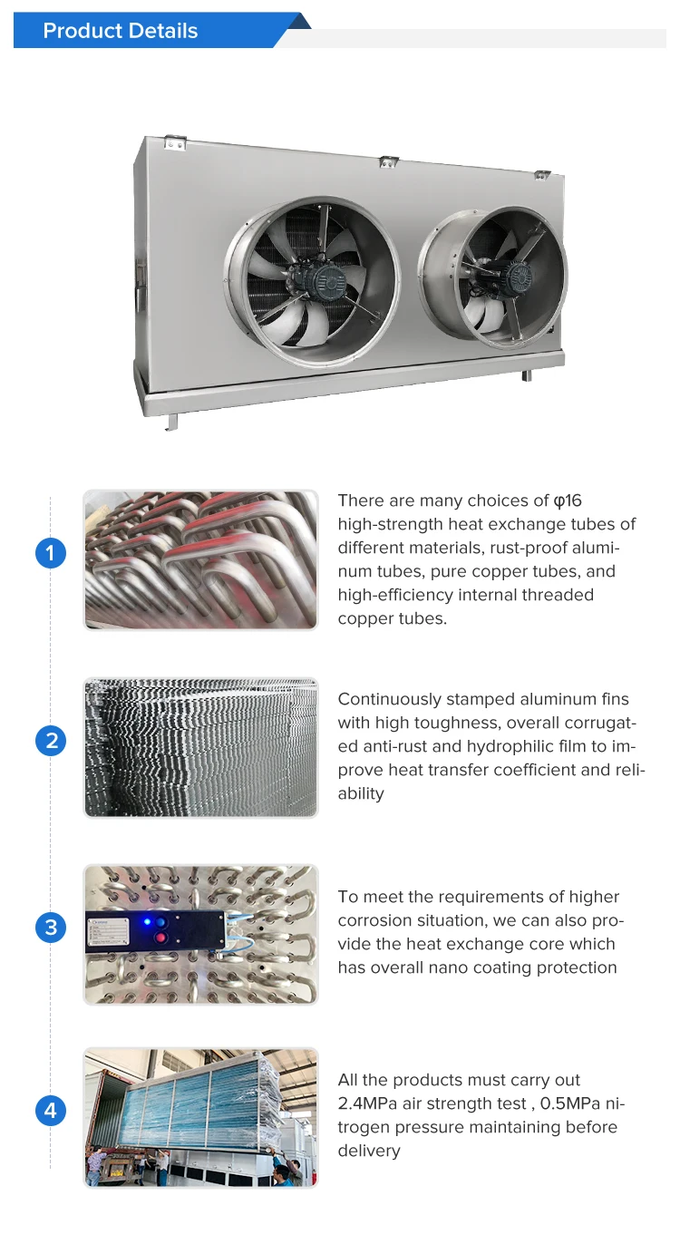 industrial refrigeration ammonia air cooler evaporator for cold room