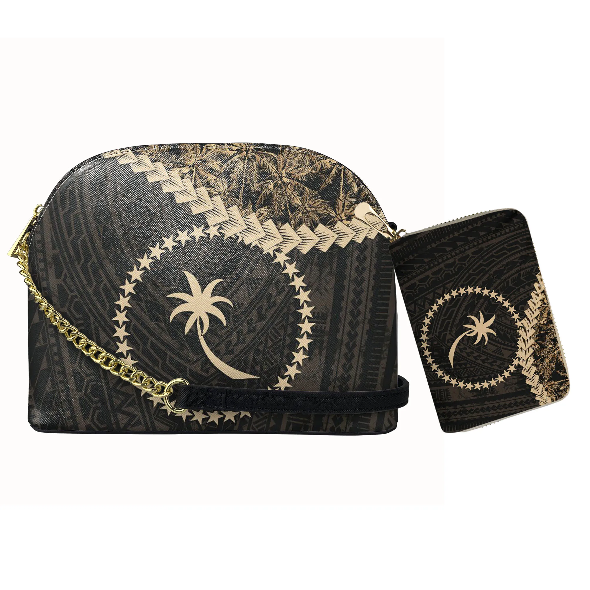 Chuuk Micronesia Apricot Coconut Tree Tribal Polynesian Print Women Pu Leather 2Pcs Set Crossbody Bags with Credit Card Bags, Customized color
Chuuk Micronesia Apricot Coconut Tree Tribal Polynesian Print Women Pu Leather 2Pcs Set Crossbody Bags with Credit Card Bags, Customized color