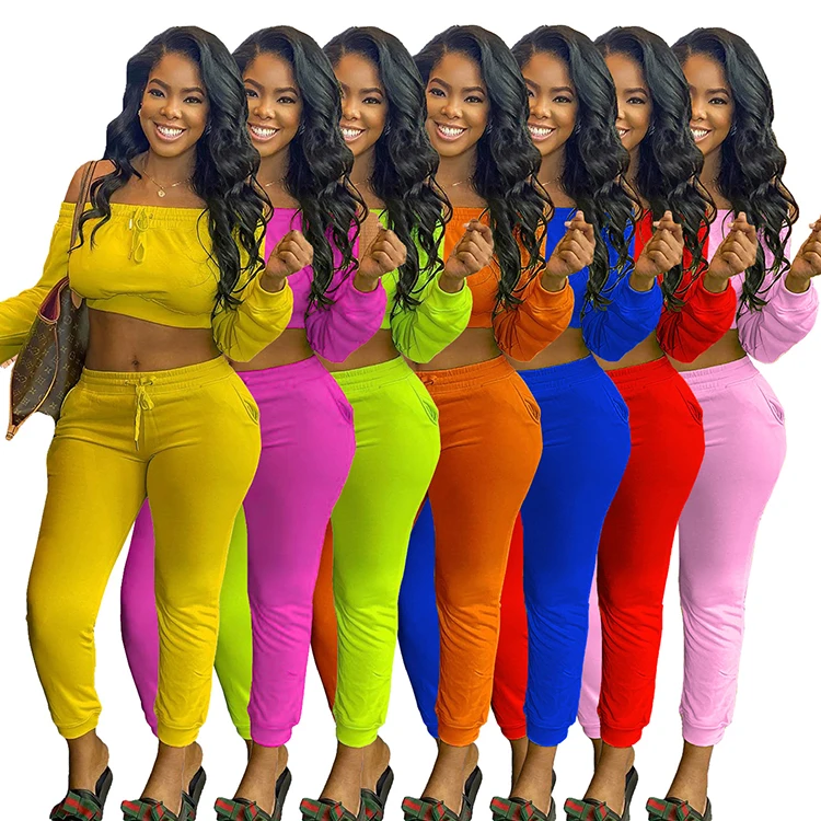 2020 popular Women Shoulder Off Wear Fall Clothing Long Sleeve Autumn Top Pants 2 piece Set Women Solid Color Two Piece, Customized color
2020 popular Women Shoulder Off Wear Fall Clothing Long Sleeve Autumn Top Pants 2 piece Set Women Solid Color Two Piece, Customized color