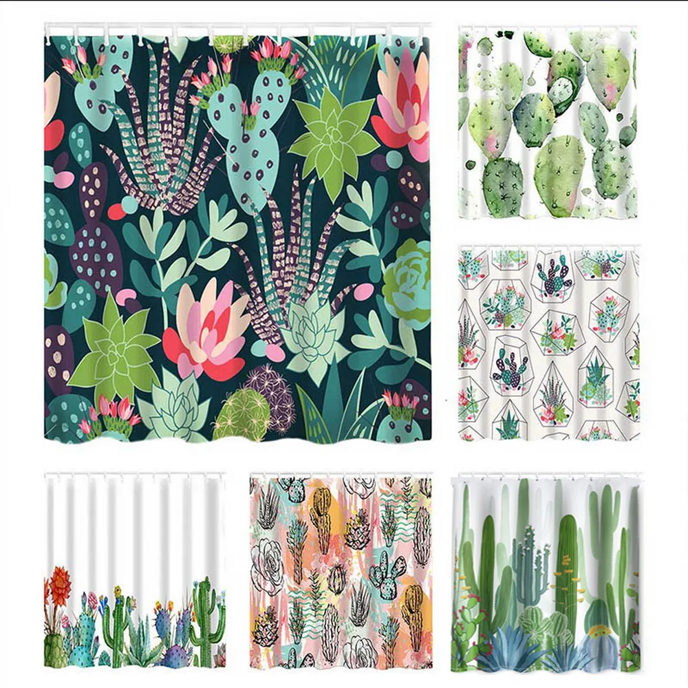 Green Potted Plants Cactus Succulents Print Shower Curtain Polyester Waterproof Bathroom Curtain with Fabric, As picture
Green Potted Plants Cactus Succulents Print Shower Curtain Polyester Waterproof Bathroom Curtain with Fabric, As picture