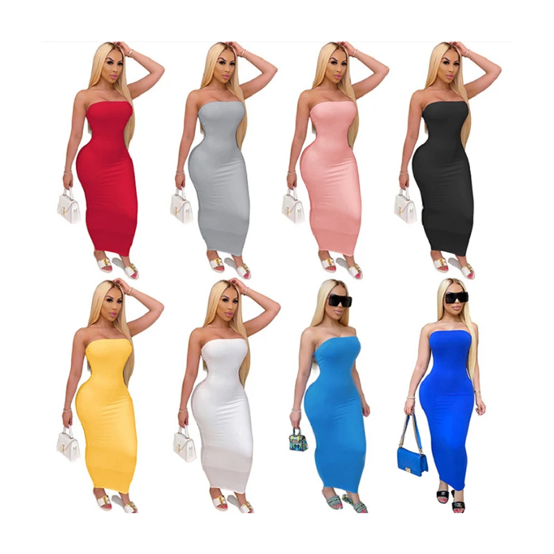 Solid Color Polyester White Sexy Women Long Stretch Strapless Dress Bodycon Backless Tube Top Maxi Dress Vestidos Robe Femme, Custom
Solid Color Polyester White Sexy Women Long Stretch Strapless Dress Bodycon Backless Tube Top Maxi Dress Vestidos Robe Femme, Custom