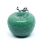 Wholesale natural aventurine carved polished crystal apple paperweight for Christmas decor