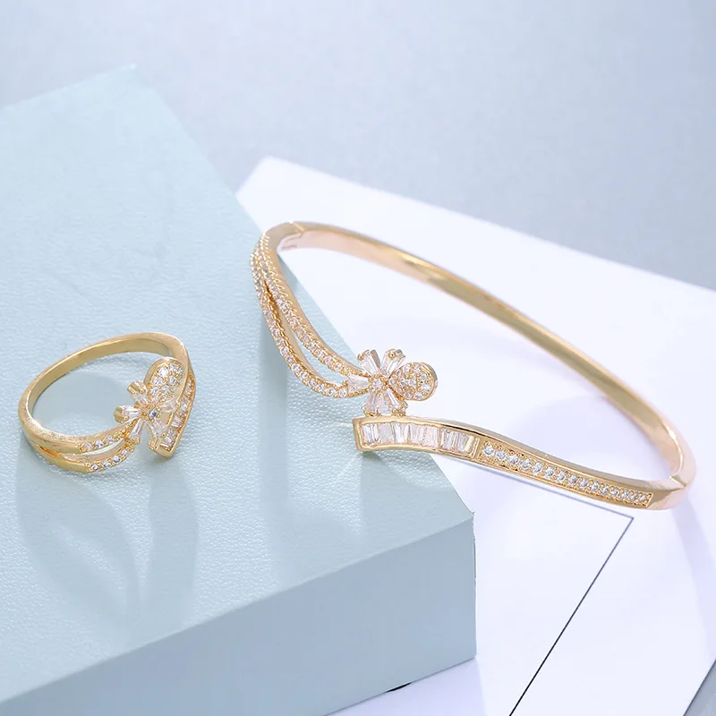Copper Flower Shape Bangle With Rings Accessories For Girls Gold/Silver Color Women's Cubic Zirconia Bridal Bangle, Gold/silver plated
Copper Flower Shape Bangle With Rings Accessories For Girls Gold/Silver Color Women's Cubic Zirconia Bridal Bangle, Gold/silver plated