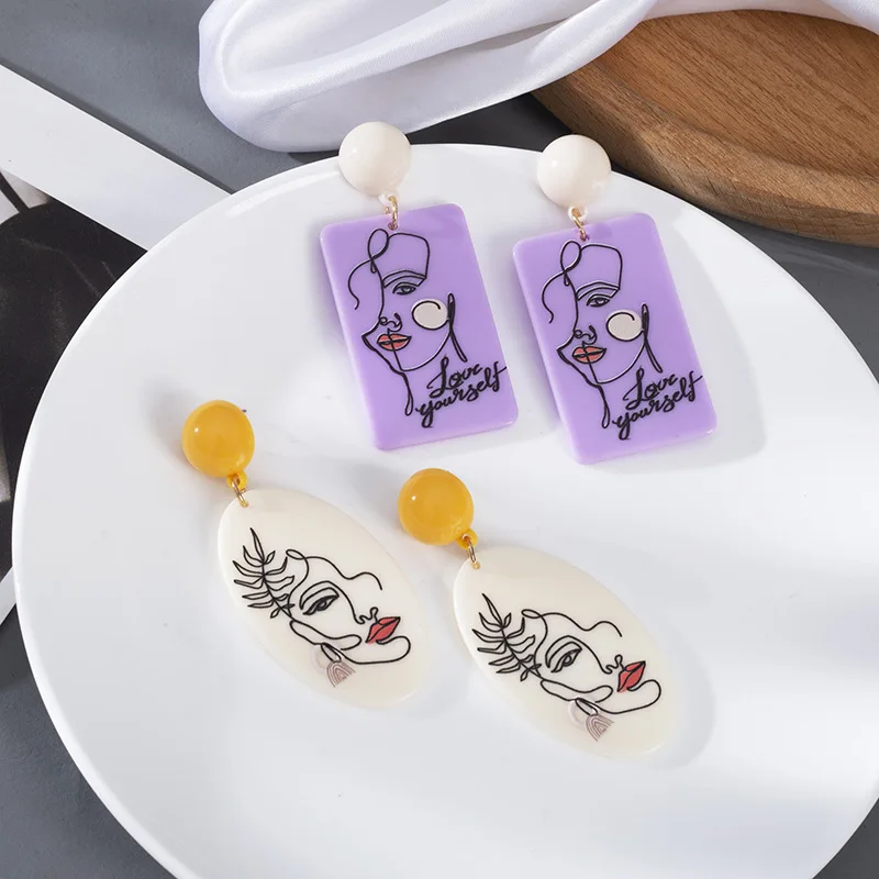 Acrylic embossed three-dimensional printing European and American heads new 925 silver pin earrings
Acrylic embossed three-dimensional printing European and American heads new 925 silver pin earrings