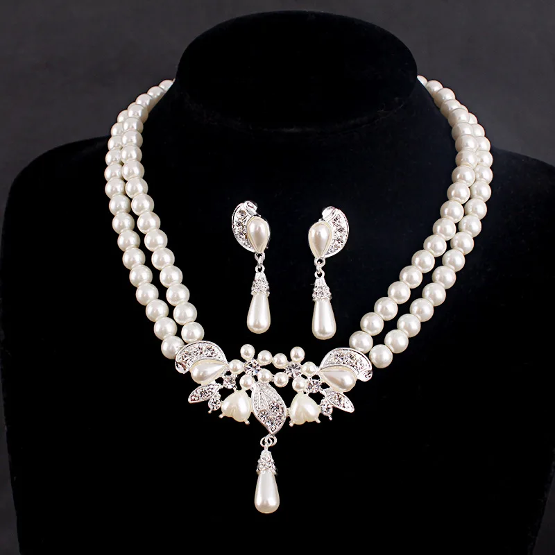Wholesale crystal women 2pcs/set pearl necklace sets crystal earrings bridal jewelry sets for wedding gift, As pictures
Wholesale crystal women 2pcs/set pearl necklace sets crystal earrings bridal jewelry sets for wedding gift, As pictures