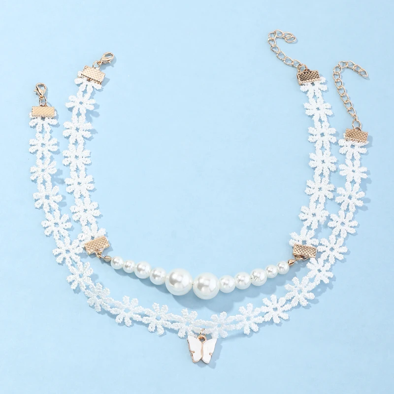 2PCS/SET Wholesale Fashion Custom Pearl Necklace Cute Butterfly Necklace Choker For Girls
2PCS/SET Wholesale Fashion Custom Pearl Necklace Cute Butterfly Necklace Choker For Girls