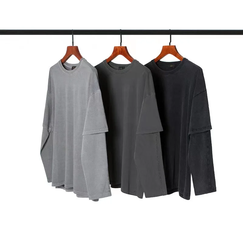 230gsm High Quality Oversized Acid Washed Vintage Long Sleeve Shirt Two Piece Solid Unisex Loose Shirt Custom Printing
230gsm High Quality Oversized Acid Washed Vintage Long Sleeve Shirt Two Piece Solid Unisex Loose Shirt Custom Printing
