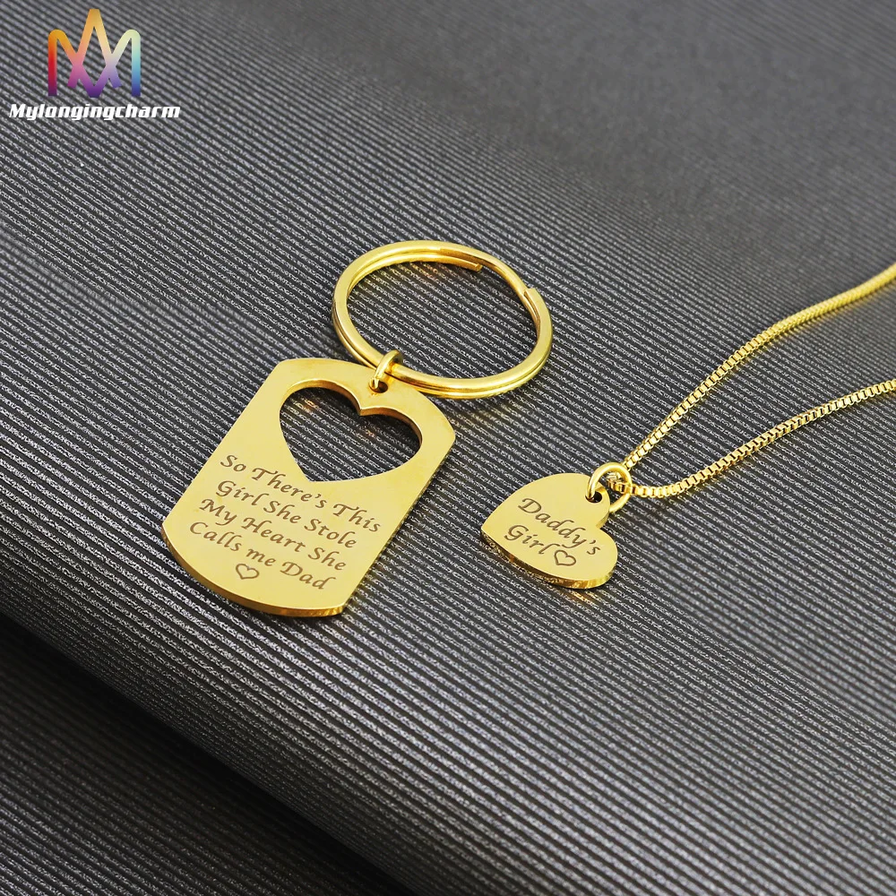 Wholesale Personalized Engraved Heart Necklace Keychain Set Stainless Steel Jewelry Set
Wholesale Personalized Engraved Heart Necklace Keychain Set Stainless Steel Jewelry Set