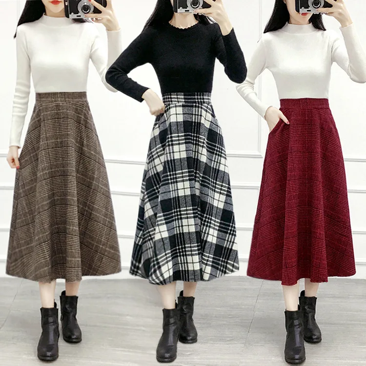 Winter half-length skirt women's mid-length 2020 new plaid woolen skirt autumn and winter high waist a-line large winter
Winter half-length skirt women's mid-length 2020 new plaid woolen skirt autumn and winter high waist a-line large winter