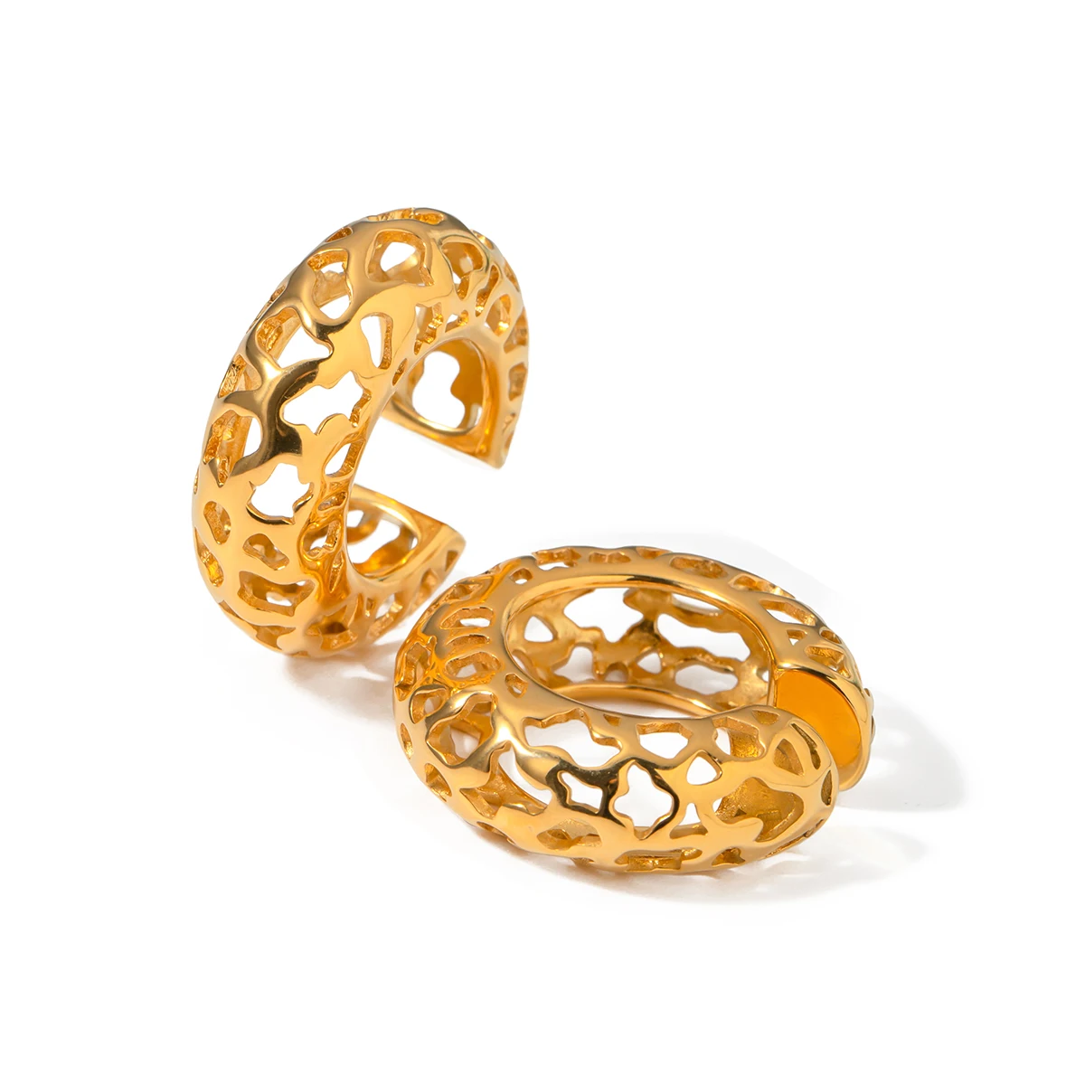 J&D Jewelry 18K IP Gold Plated Hollow Cuff Earring Stainless Steel Hollow Big Chunky Ear Clip for Girls
J&D Jewelry 18K IP Gold Plated Hollow Cuff Earring Stainless Steel Hollow Big Chunky Ear Clip for Girls