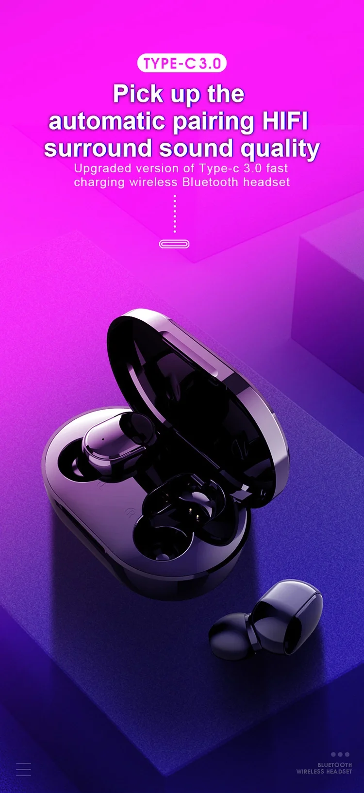 M1 TWS in Ear Wireless Earbuds IPX6 Waterproof Automatic Pairing Wireless Earphone Noise Cancelling Touch Control Headphone - ANKUX.COM