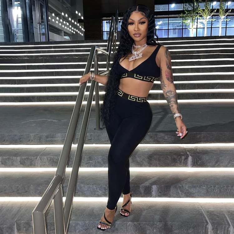 Trendy Women 2 Piece Outfits Tight Fitted Camisole With Trousers Sleeveless Crop Tops Pants Set, Black
Trendy Women 2 Piece Outfits Tight Fitted Camisole With Trousers Sleeveless Crop Tops Pants Set, Black