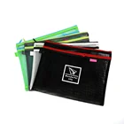 korean foldable eco-friendly black zippered two compartments pencil case with stationery