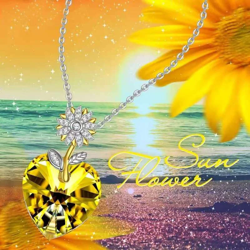 Exquisite Ladies Couple Fashion Crystal Sunflower Necklace Elegant Citrine Heart Necklace
Exquisite Ladies Couple Fashion Crystal Sunflower Necklace Elegant Citrine Heart Necklace