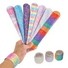 Kids Birthday Party Favors Rainbow Colors Slap Bracelet Christmas Wristband Flip Sequin Slap Band Sequin Bracelet