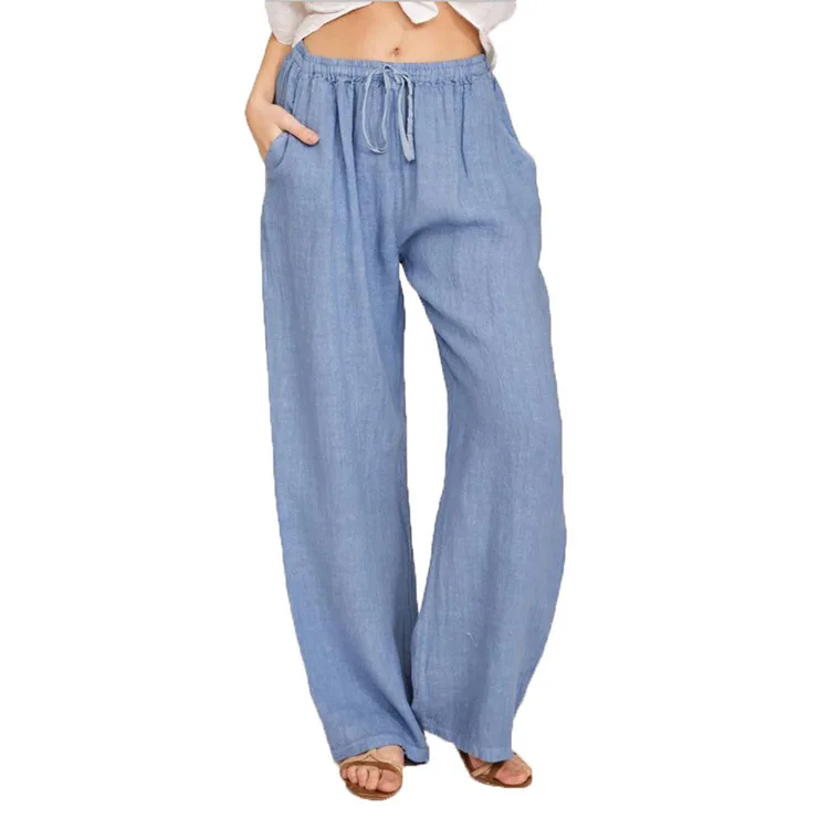 Summer Fashion Pants Loose Elastic High Waist Trousers Cotton Linen Pockets Drawstring Women Sport Pants New Wide Leg Trousers
Summer Fashion Pants Loose Elastic High Waist Trousers Cotton Linen Pockets Drawstring Women Sport Pants New Wide Leg Trousers