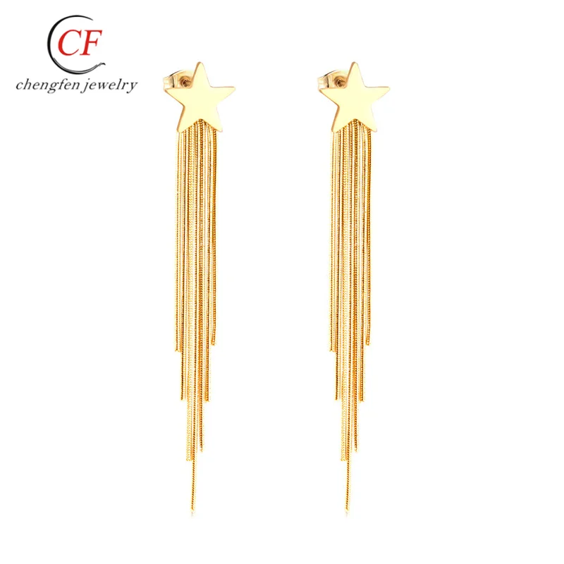Tassel Gold Star design women earrings jewelry stainless Steel Drop Earrings Jewelry for women
Tassel Gold Star design women earrings jewelry stainless Steel Drop Earrings Jewelry for women