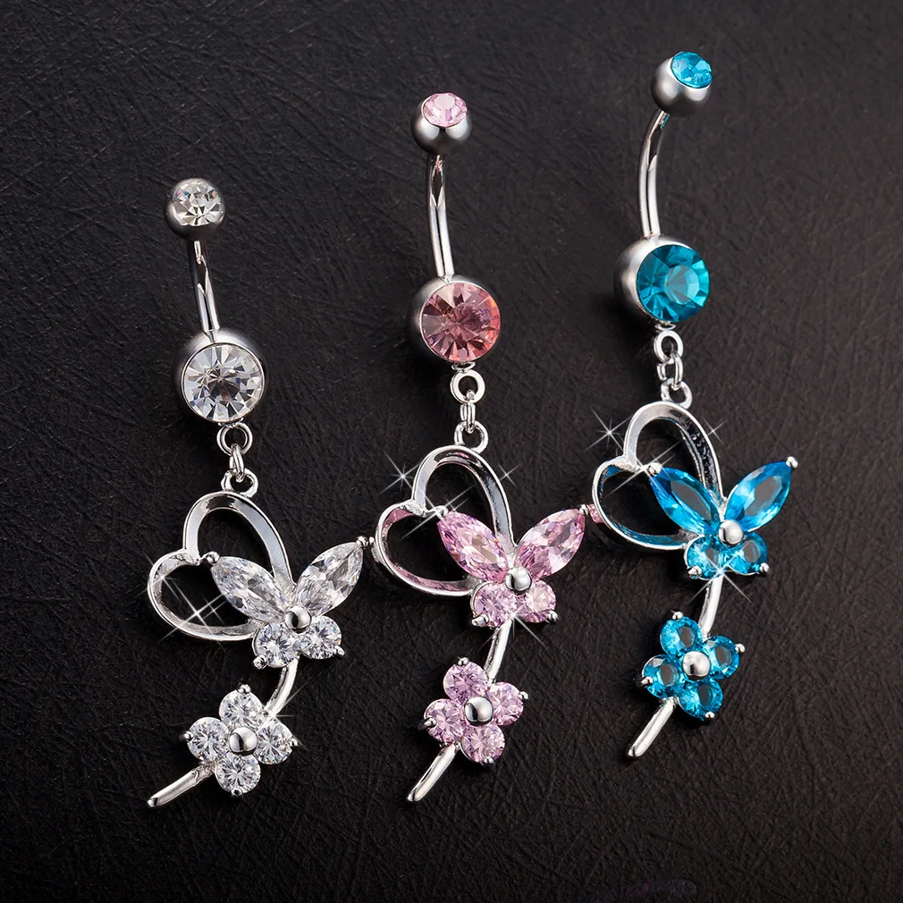New Design Fashion Stainless Steel Colorful Zircon Butterfly Dangle Tassel Dainty Belly Button Ring
New Design Fashion Stainless Steel Colorful Zircon Butterfly Dangle Tassel Dainty Belly Button Ring