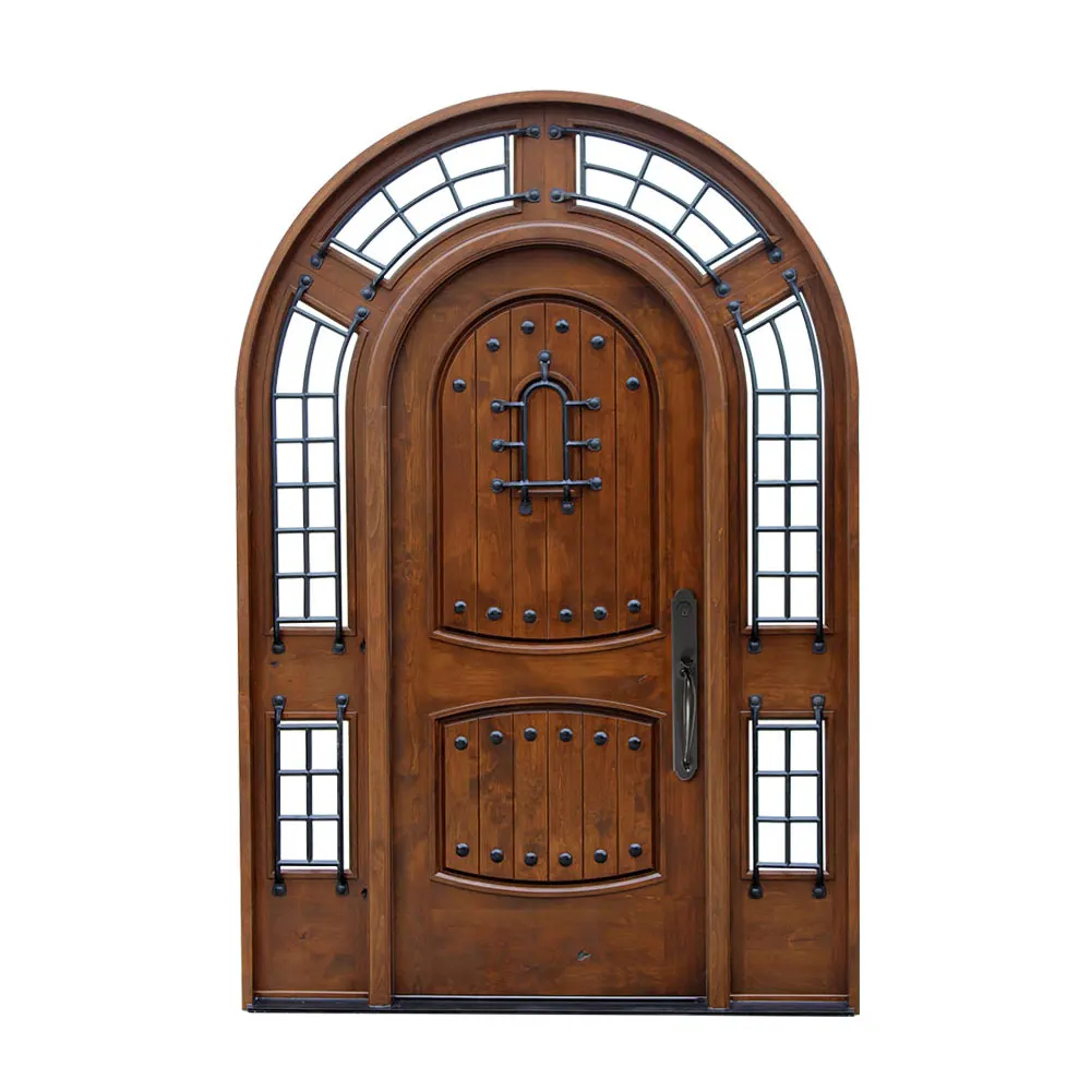 Composite Wood Entry Doors With Sidelights Wrought Iron Front