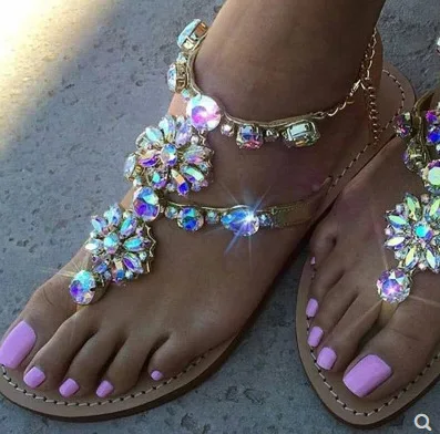 Amazon Aliexpress Hot Selling Women PVC Crystal Sandals Flower Rhinestones Metal Chain Fashion Flat Shoes Casual Daily Party, As picture 
Amazon Aliexpress Hot Selling Women PVC Crystal Sandals Flower Rhinestones Metal Chain Fashion Flat Shoes Casual Daily Party, As picture