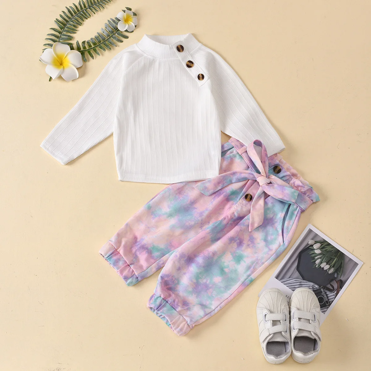 Fashionable Autumn Winter Girls Long Sleeve Round Collar Tops Tie-dye Pants With Belt
Fashionable Autumn Winter Girls Long Sleeve Round Collar Tops Tie-dye Pants With Belt