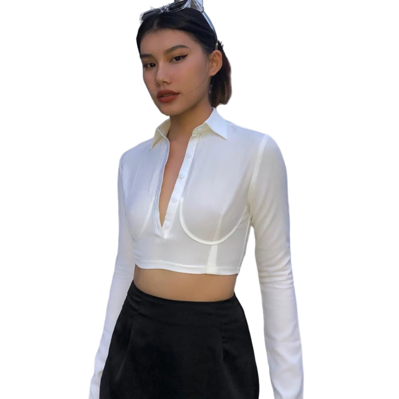Candice Hot style Women's turn-down collar Cardigan shirt Long Sleeve Short Cut latest fitness crop top short top for ladies
Candice Hot style Women's turn-down collar Cardigan shirt Long Sleeve Short Cut latest fitness crop top short top for ladies
