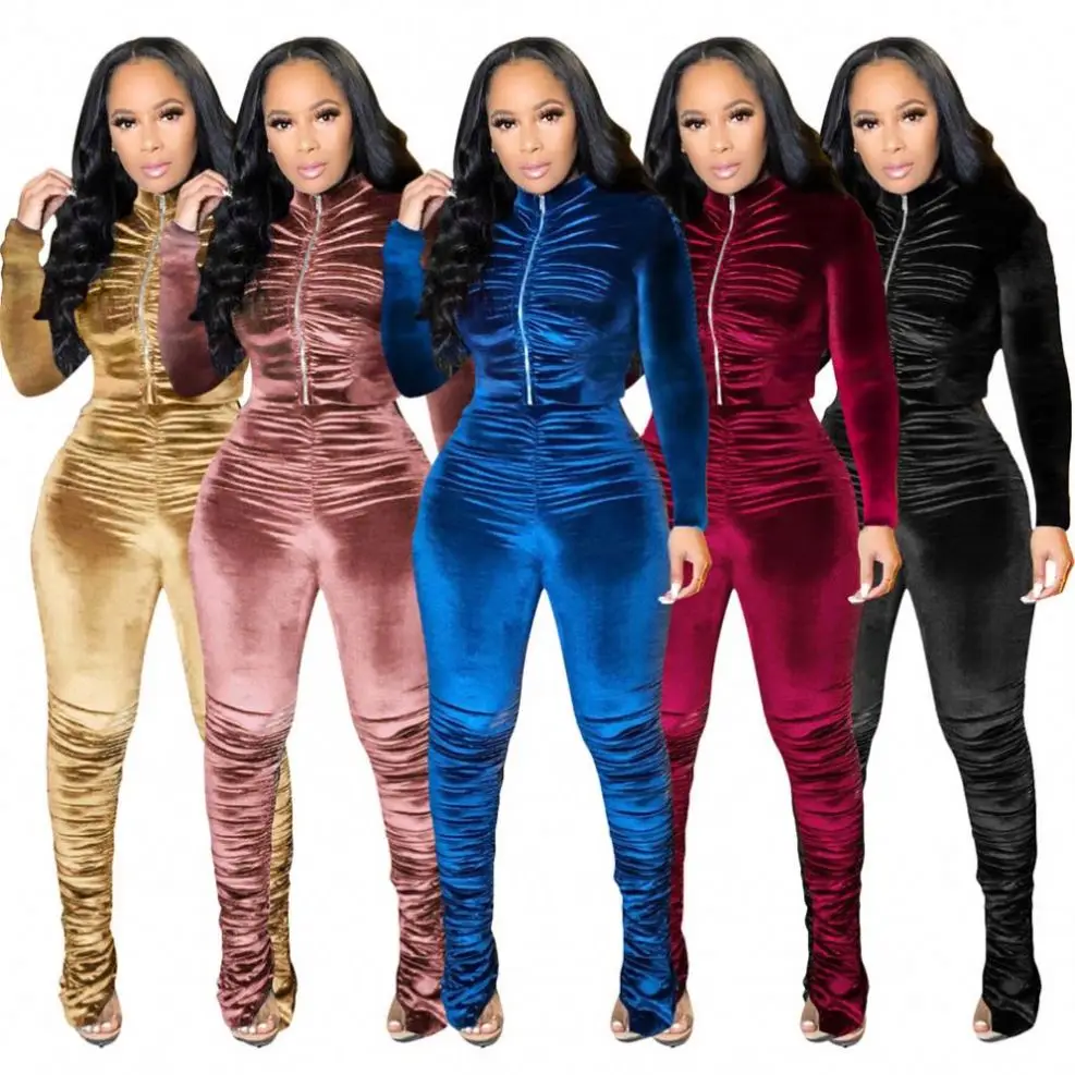 New arrival winter womens 2 piece stack pants sets jogging long sleeve zipper womens velvet set solid color stacked joggers
New arrival winter womens 2 piece stack pants sets jogging long sleeve zipper womens velvet set solid color stacked joggers