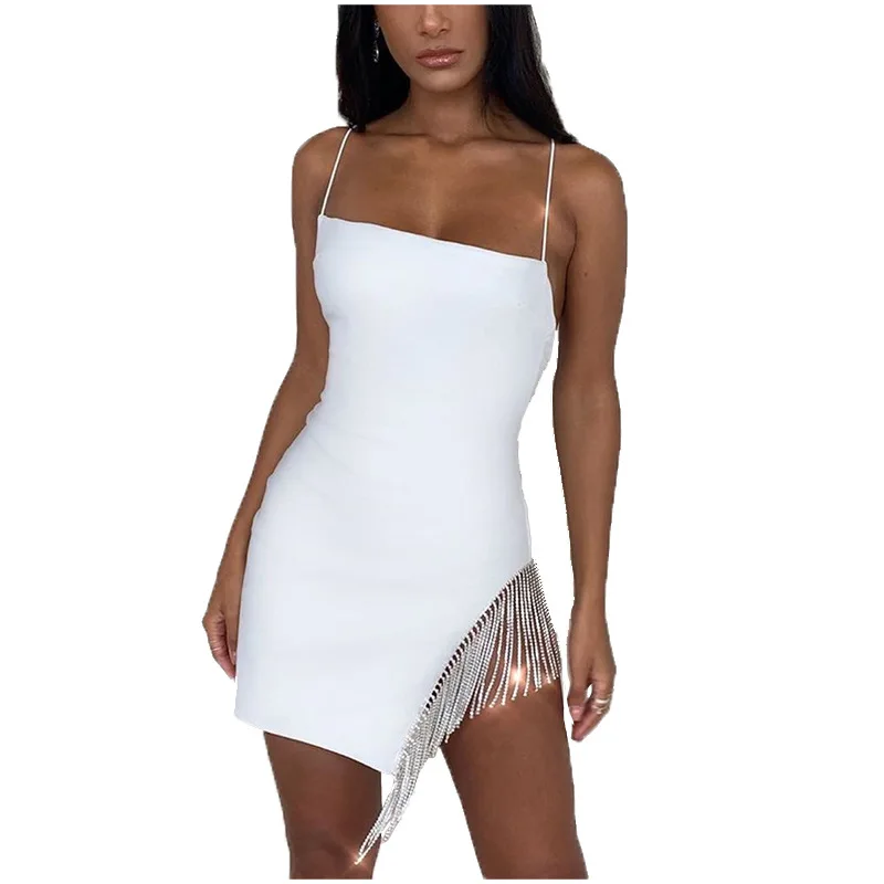 Party Sling Short Skirt European and American Fashion Women's Diamond Tassel Nightclub Dress
Party Sling Short Skirt European and American Fashion Women's Diamond Tassel Nightclub Dress