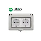 MACVY 2 Gang Socket German type Waterproof switch