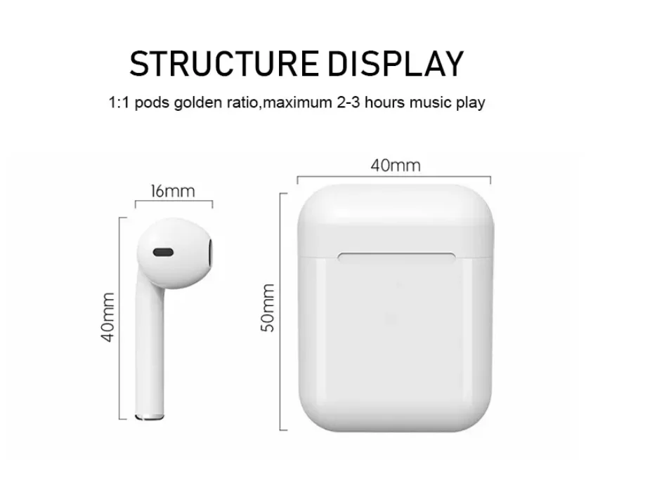i200/i500/i60/i10/i88 TWS New Arrival i200 tws earphone Wireless Earbuds With Wireless Charge technology for pods2 - ANKUX.COM