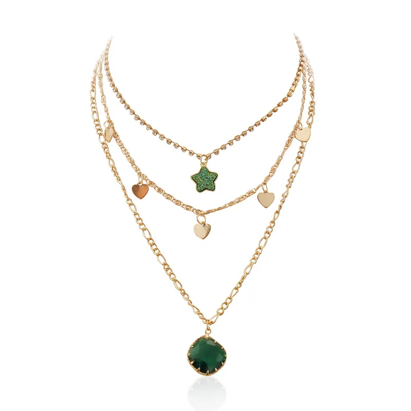 Wholesale Luxury Antique Retro Jewelry Rhinestone Charms Gold Plated Emerald Green Necklace For Women
Wholesale Luxury Antique Retro Jewelry Rhinestone Charms Gold Plated Emerald Green Necklace For Women