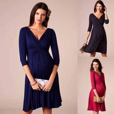 F11422A Women Pleated Deep V Neck Fashion Party Evening Dress Maternity Breastfeeding Dress, Wine red / navy blue / black
F11422A Women Pleated Deep V Neck Fashion Party Evening Dress Maternity Breastfeeding Dress, Wine red / navy blue / black