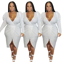 2019 Plus-size silver long-sleeved deep V neck solid ruffled sexy low-cut bodycon streetwear casual dresses FM-J5069
2019 Plus-size silver long-sleeved deep V neck solid ruffled sexy low-cut bodycon streetwear casual dresses FM-J5069