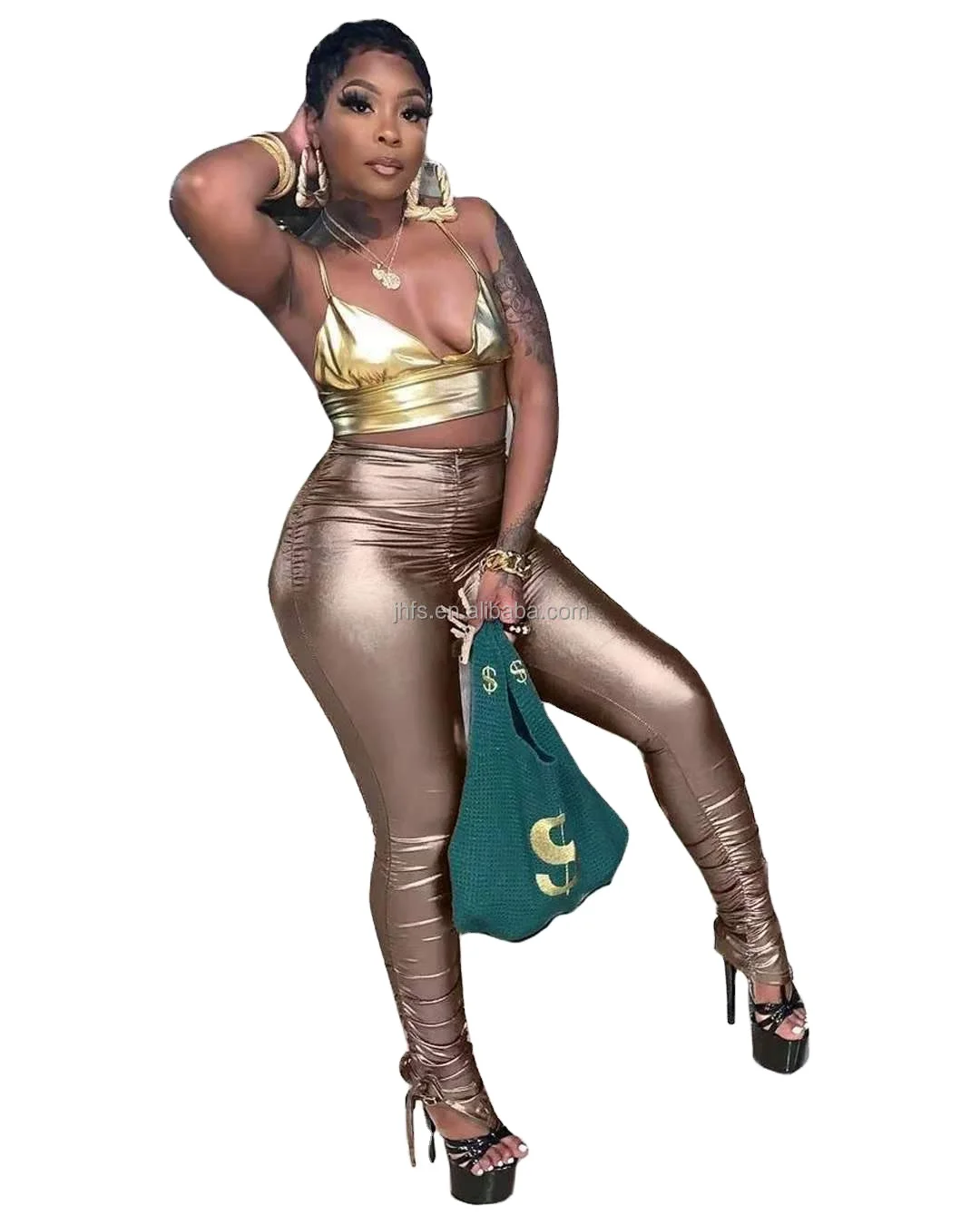 J&H 2022 new trendy Metallic stacked sweatpants woman high waist chic pants & trousers sexy slim fit night club wear, 1 colors as picture
J&H 2022 new trendy Metallic stacked sweatpants woman high waist chic pants & trousers sexy slim fit night club wear, 1 colors as picture