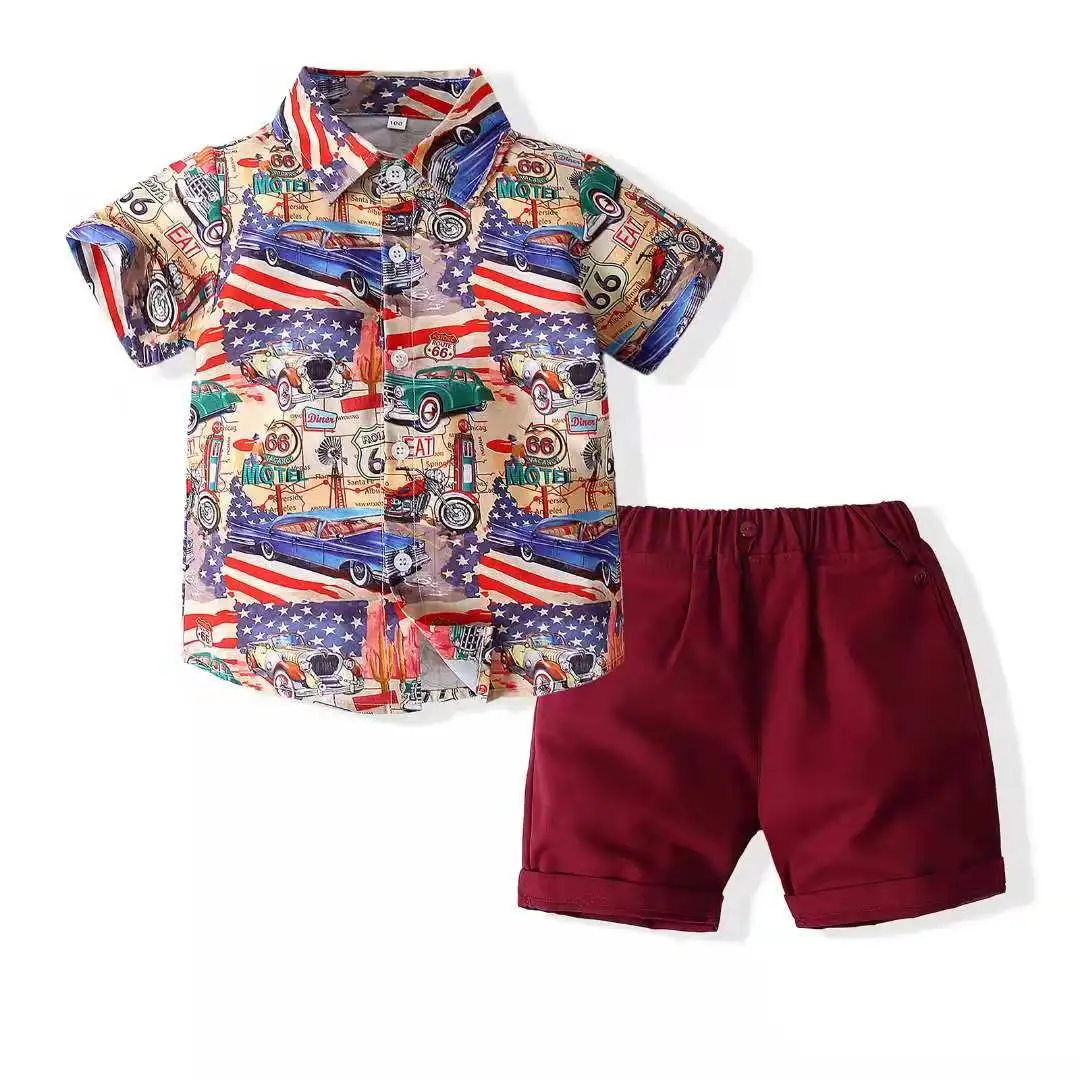 New fashion kids clothing Two-piece shirts and red shorts Sets baby boy summer clothes sets free shipping's item for kids
New fashion kids clothing Two-piece shirts and red shorts Sets baby boy summer clothes sets free shipping's item for kids