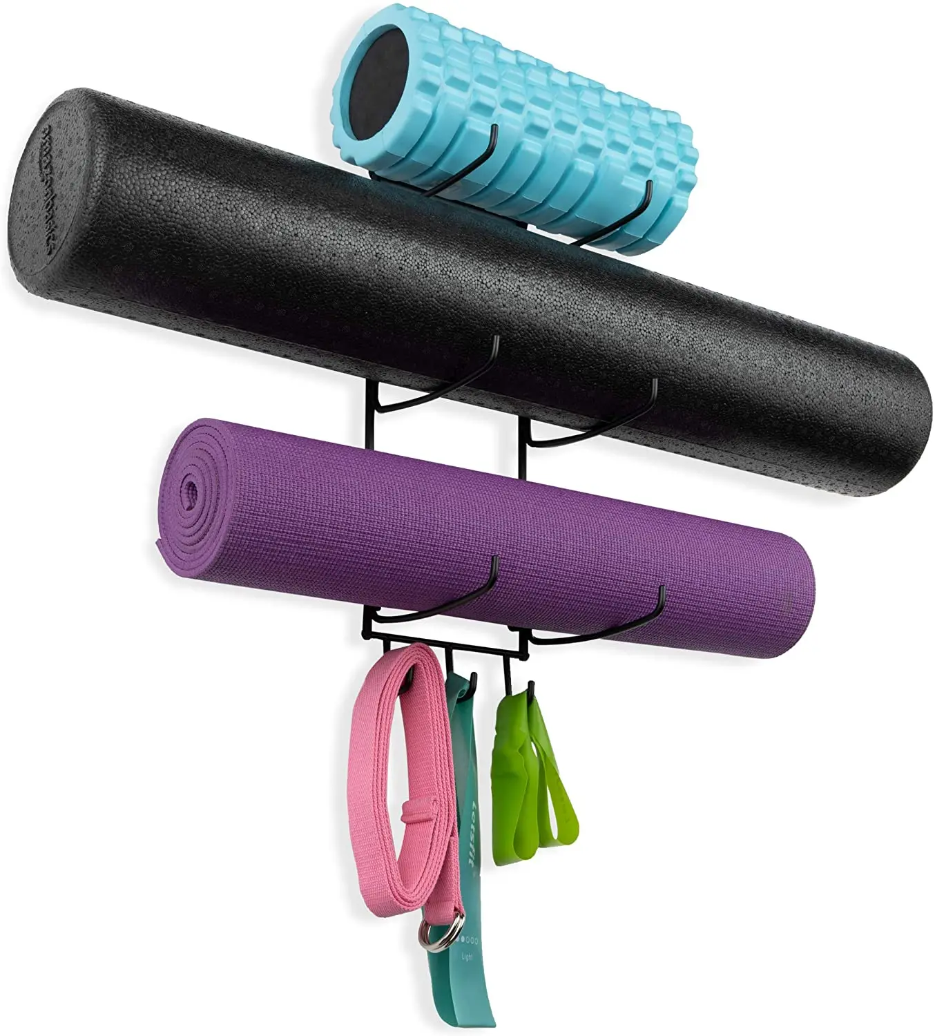 Yoga Mat Holder, Towel Rack with Hooks for Hanging Yoga Strap, Resistance Bands for Home Gym & Studio, 3-Tier Metal Black
Yoga Mat Holder, Towel Rack with Hooks for Hanging Yoga Strap, Resistance Bands for Home Gym & Studio, 3-Tier Metal Black