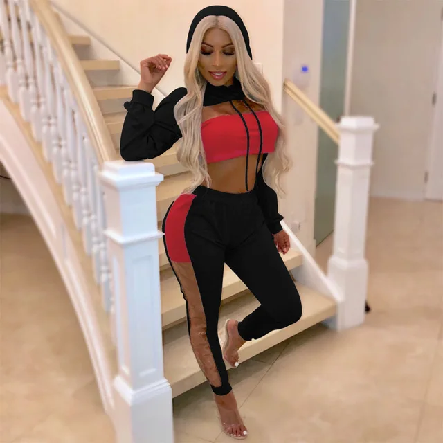 wholesale sexy design ladies sweat suits 2 colors patchwork crop top hoodie jogger sets women tracksuits, Custom color
wholesale sexy design ladies sweat suits 2 colors patchwork crop top hoodie jogger sets women tracksuits, Custom color