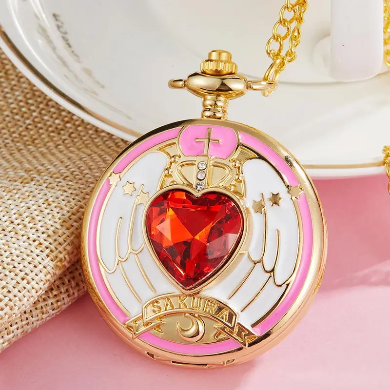 

Fashion Lovely sakura Animation Sailor Moon Cosplay Pocket Watch FOB Chain Necklace Pendant Boy Girl Pocket Watches Gifts