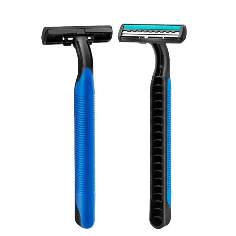 

Stainless Steel Straight Shaving Twin Blades Plastic Disposable Shaver Razor For Men, Blue,green